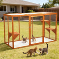 Catio Outdoor Cat Enclosure, 71" Large Catios for Cats Patio, Outside Cat Enclosures, Cattio with Waterproof Roof, Clearance Cat Cage for Multiple Cats, Orange