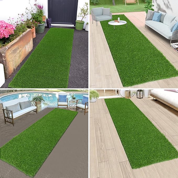 Bsmathom Artificial Grass Rug - 2x8Ft Indoor/Outdoor Dog Grass Mat, Fake Grass Turf Runner for Balcony, Garden, Lawn, Landscape