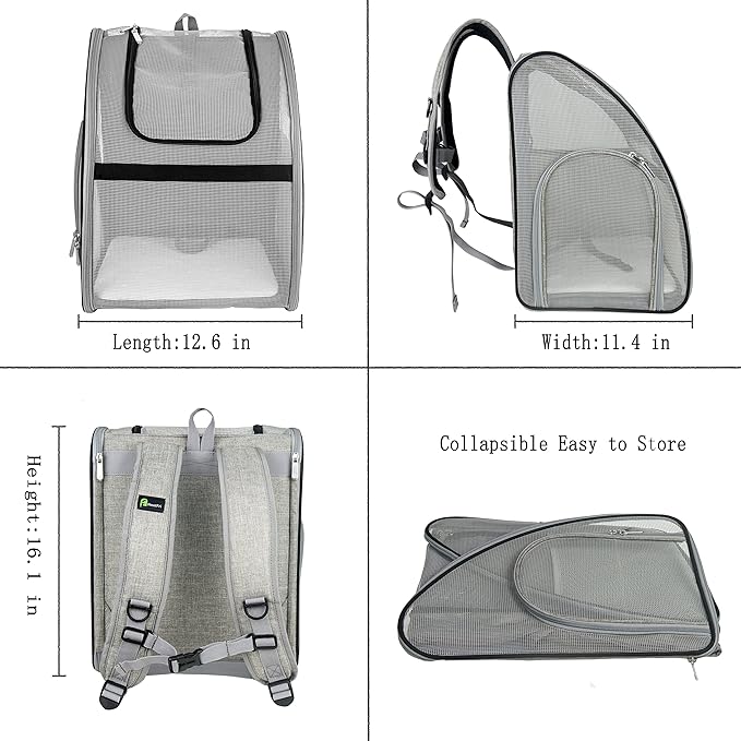Pet Carrier Backpack, Ventilated and Breathable for Cats Dogs, Collapsible Designed for Travel, Hiking & Outdoor Use Black