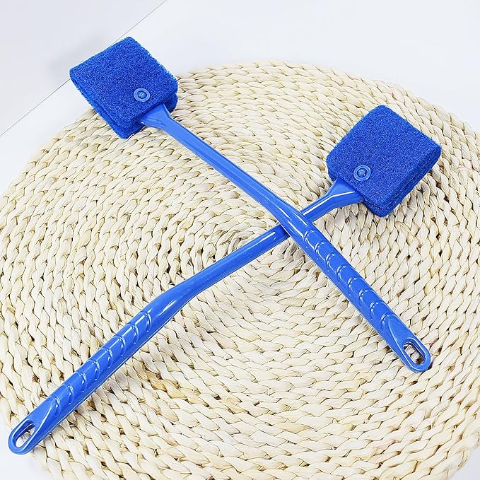 2PCS Fish Tank Cleaning Tools, Aquarium Double Sided Sponge Brush, Fish Tank Cleaner with Long Handle