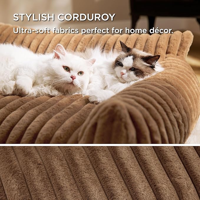 Bedsure ComfyFleece™ Cute Dog Couch for Medium Dogs - As Seen on TV on Good Day New York, Dog Couch Bed with Removable, Washable Cover, Supportive Pet Sofa, for Medium Large Dogs, 36inch, Camel Brown