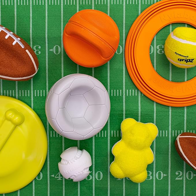 Nylabone Power Play Gripz Felt Basketball Rubber Fetch Toy, Squeaky Ball for Dogs, Medium (1 Count) (Pack of 2)