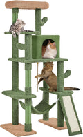 Yaheetech 63in Cactus Cat Tree, Multi-Level Tall Climbing Tower with Sisal-Covered Scratching Posts & Condo & Hammock, Pet Furniture Activity Center for Kitten