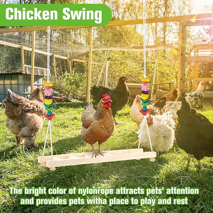 Jorewood Chicken Coop Swings, Outdoor Poultry Exercise Perch for Hens, Roosters