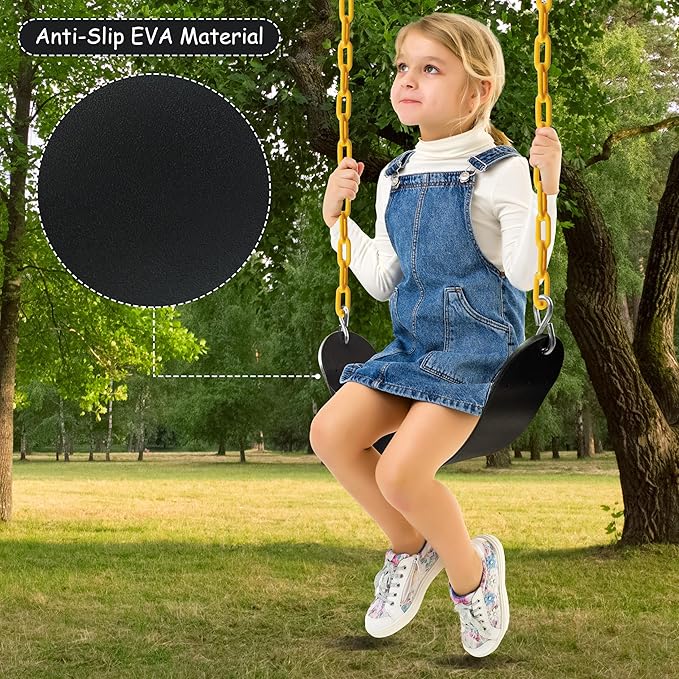 Sunnyglade 2PCS Swings Seats Heavy Duty with 66" Chain, Playground Swing Set Accessories Replacement with Snap Hooks, Support 250lb (2, Black)
