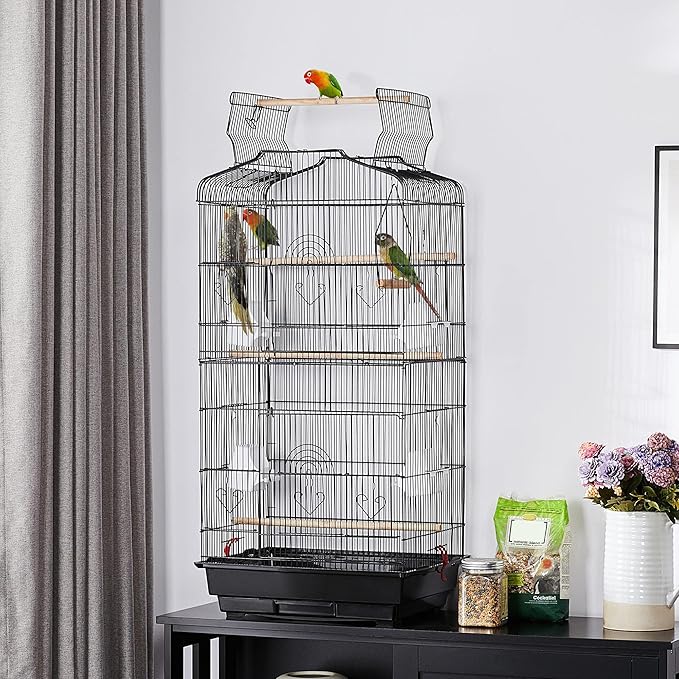 Yaheetech 41-inch Open Top Medium Bird Cages for Parakeets Finches Canaries Lovebirds Small Quaker Parrots Cockatiels Budgie Green Cheek Conure Travel Pet Flight Birdcage