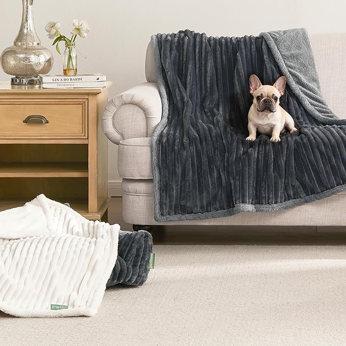 Waterproof Dog Blanket for Couch - Washable Medium Pet Blanket for Furniture Protector, Cozy Fleece Calming Dog Crate Blankets for Indoors & Outdoors, Dark Grey, 30"x40"