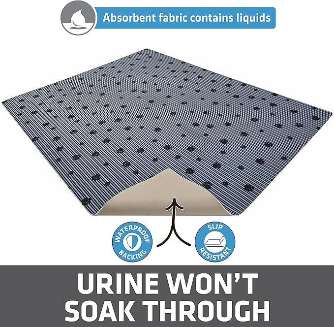 Drymate Cat Litter Box Mat, Litter Trapping Mat, Waterproof, Urine-Proof, Absorbent, Machine Washable, Soft on Paws, Contains Mess, Protects Floors, Kitten Supplies, Dark Grey, 28x36 XL