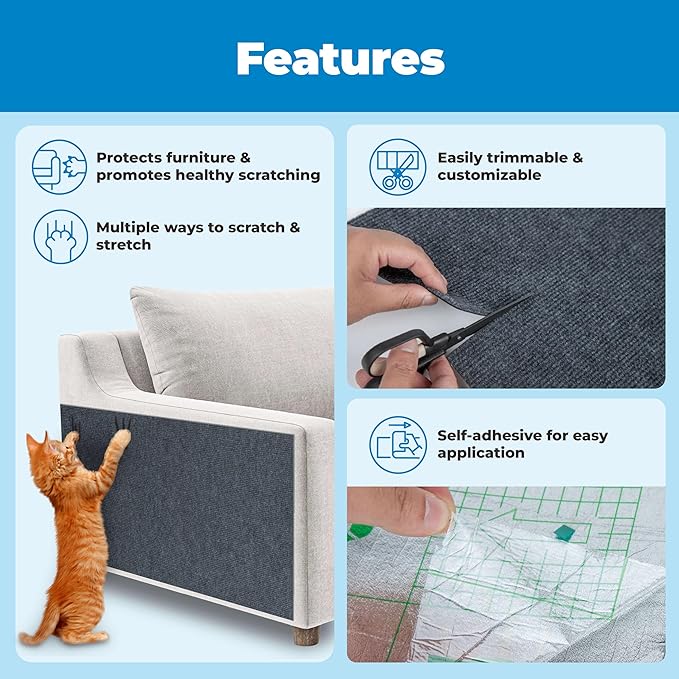 Best Pet Supplies Catify Cat Scratcher, Fun Interactive Scratchers, Posts, Poles, Claw Safe, Furniture Saver Indoor Play Support Natural Cat Behaviors Heavy Duty - Gray (78.7 x 15.8)