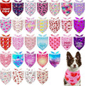 30 Pack Valentines Day Dog Bandanas Bulk for Large Dogs Breed 33 Inch XL Dog Bandanas Adjustable Dogs Scarves Party Grooming L