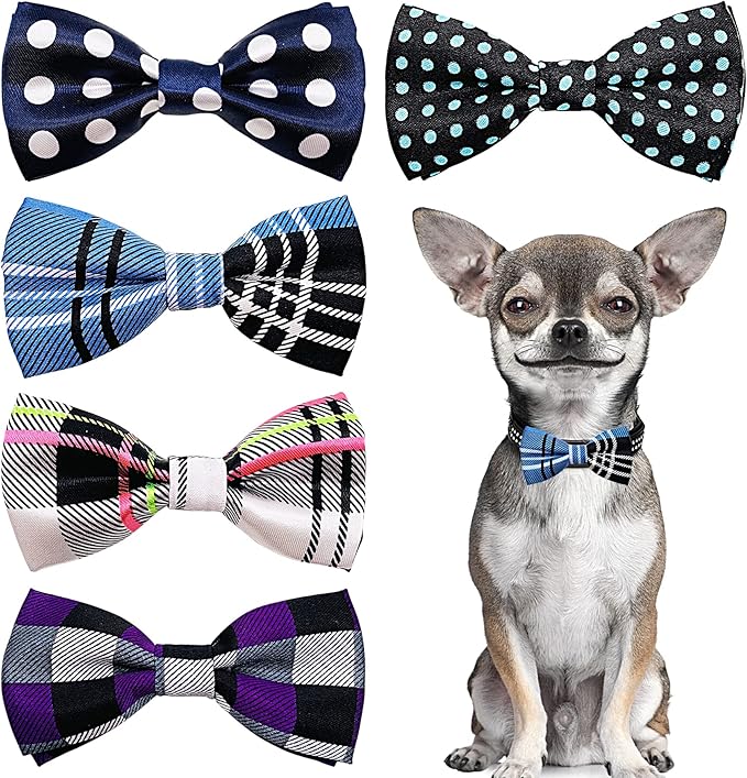 PET SHOW Pet Small Dogs Collar Embellishment Attachment Bow Ties Puppies Cats Collar Charms Accessories Slides Bowties for Birthday Wedding Parties Assorted A Style Pack of 5