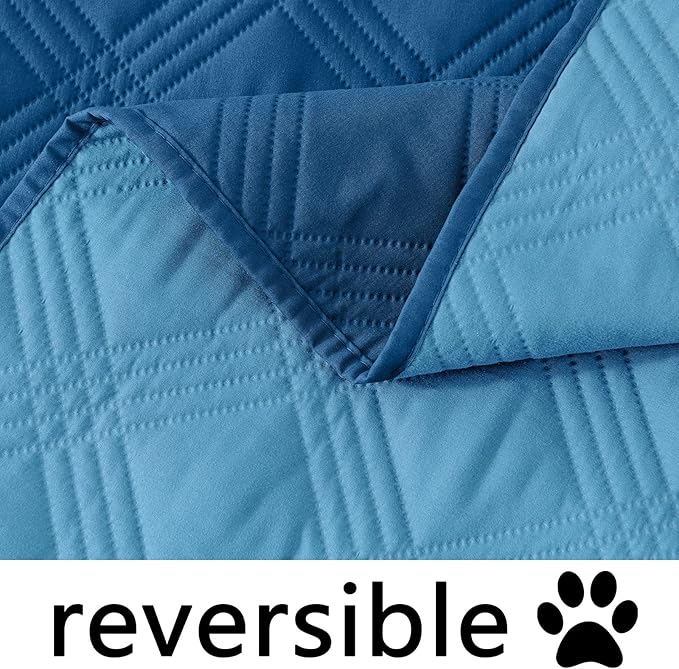 hyha Waterproof Dog Blanket, Reversible Pet Bed Blanket, Soft Sofa Couch Cover for Dogs Washable, Waterproof Pet Couch Covers for Sofa Puppy Cats Furniture Protector(40"x50", Navy Blue/Blue)