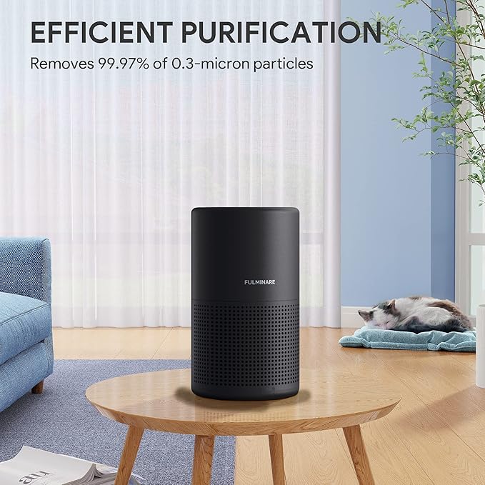FULMINARE Air Purifiers for Bedroom H13 True HEPA Air Filter Quiet Air Cleaner With Night Light Portable Small Air Purifier for Home, Office, Living Room (Black 2 Pack)