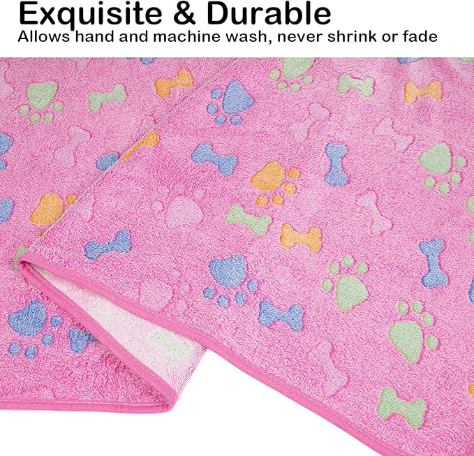 Dono 1 Pack 6 Dog Blankets, Soft Fluffy Fleece Pet Blanket Warm Sleep Mat Paw Print Design Puppy Kitten Throw Blankets Doggy Blanket for Dogs