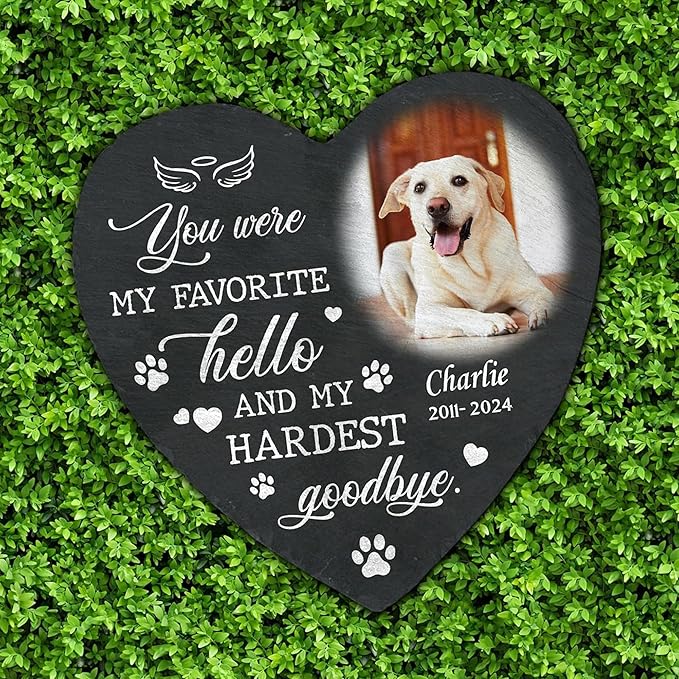 Personalized Dog Memorial Stone with Photo and Name Custom Pet Remembrance Plaque Sympathy Keepsake for Loss of Dog Outdoor Grave Garden Memorial Decor
