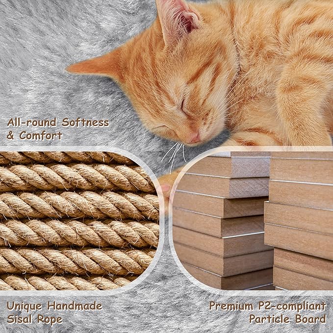 Yaheetech 33.5in Cat Tree Tower for Indoor Cats w/2 Cozy Plush Condos, Oversized Perch & Sisal Scratching Posts, Stable Cat Stand House for Large Cats & Pets, Light Gray