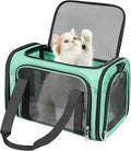 Discala Cat Dog Carrier Up to 15 Lbs TSA Airline Approved Pet Carrier for Small Medium Cats Puppies Dog Carriers for Small Dogs Collapsible Soft Sided Cat Travel Carrier - Green 15.7"x10.2"x10.2"
