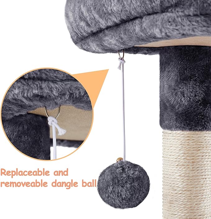 Topeakmart Cat Tree Cat Tower for Indoor Cats, 34.5in Cute Cat Tree Activity Center with Condo & Scratching Post, Multi-Level Cat Climbing Tower Play House w/Large Perch, Platform, Basket for Kitten