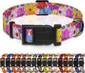 Dog Collar, Pink Floral Boys Girls Puppy Collar for Small Medium Large Dogs, Adjustable Soft Floral Pet Collar with Safety Buckle for Male Females(Pink Floral, M)