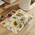 Vintage Sunflower Pet Feeding Mat for Floors–Christmas Stocking Absorbent Quick Dry Dog Cat Bowl Mat for Food and Water, Non Slip Waterproof Base, Mess-Free Feeding Accessories 16"x24"