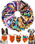 PET SHOW 50 Pack Halloween Big Dog Bandanas Bulk XL Washable Triangle Bibs for Medium Large Dogs Girl Boy Ghost Pumpkin Kerchief Set Pet Scarves Holiday Grooming Accessories
