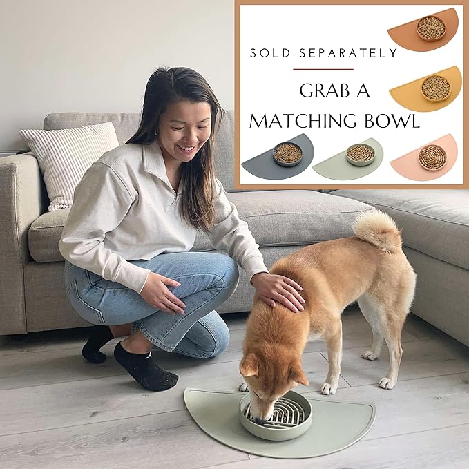 Should We Go - Waterproof Silicone Pet Food Mat - Non-Slip Spill-Proof Feeding Mat for Floors, Raised Edge Design, Easy-to-Clean Rubber Pad for Dog & Cat Bowls, 28" Across x 14" Deep, Large-Charcoal