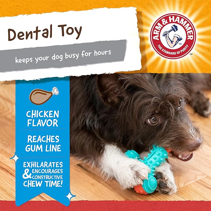 ARM & HAMMER for Pets Nubbies Wishbone Dog Dental Toy| Best Dog Chew Toy for Moderate Chewers | Dog Dental Toy Helps Reduce Plaque & Tartar | Chicken Flavor Baking Soda (Pack of 24)