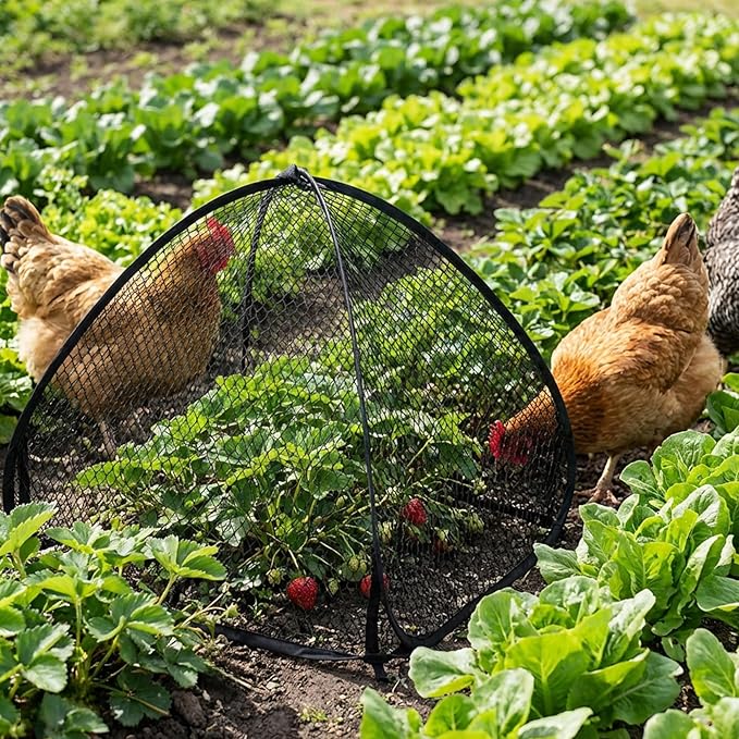 DECOHS 2 Pcs Pop-Up Mesh Plant Cover Tent, 22 x 22 x 22 Inch Garden Net Cage Guard Cover, Plant Protector Enclosure with 12 Ground Stakes for Protecting Plants Vegetable Fruit from Birds Insects