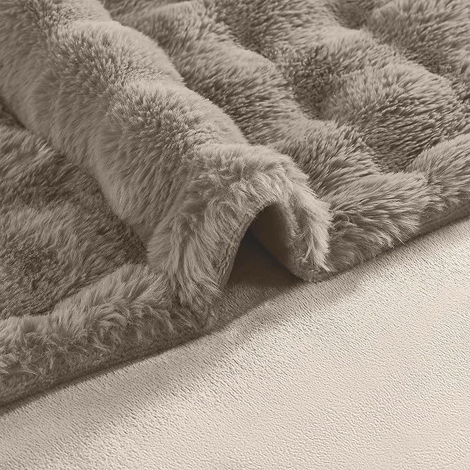 Modern Threads Water-Resistant Faux Rabbit Fur Pet Blanket for Dogs & Cats – Ultra-Soft Couch, Bed & Crate Protector, 40x50 Brown