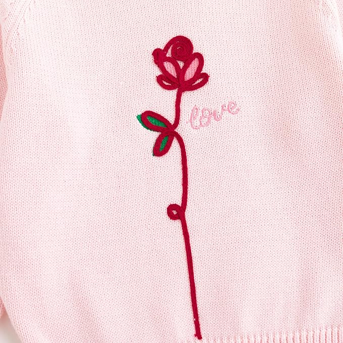 Simplee kids Baby Girl Knit Sweater with Bear in The Pocket Toddler Pullover Sweater Cute Fall Winter Clothes