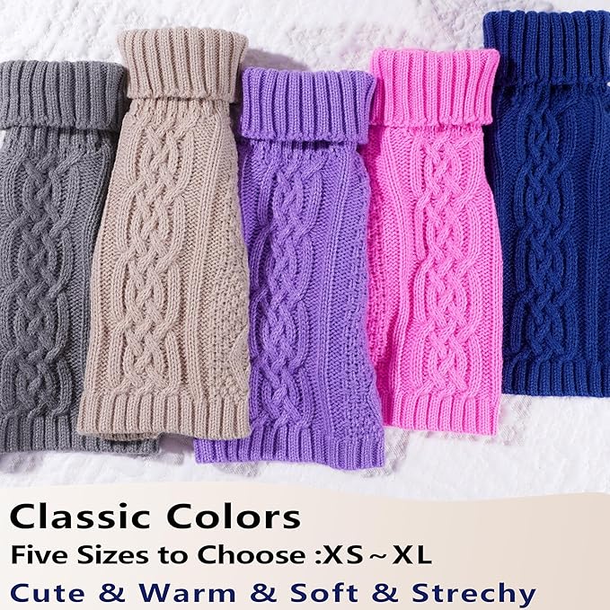 Dog Sweaters for Small Dogs Fall Winter Puppy Sweater Warm Dog Clothes for Chihuahua Solid Sleeveless Doggy Pullover Knitwear Turtleneck Knit Pet Cat Sweater (Purple, Small)