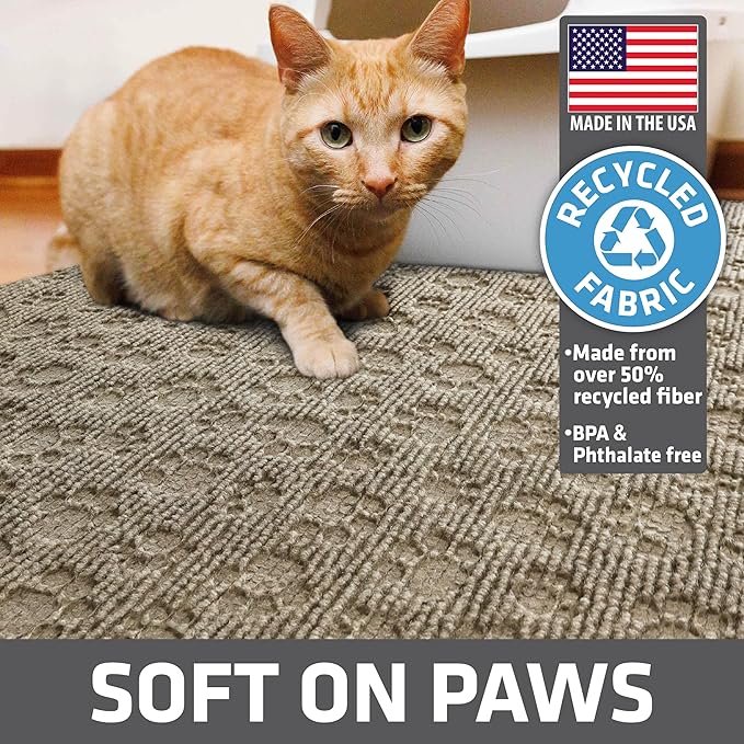 Drymate Cat Litter Box Mat, Litter Trapping Mat, Waterproof, Urine-Proof, Absorbent, Machine Washable, Soft on Paws, Contains Mess, Protects Floors, Kitten Supplies, Tan, 29x36 XL