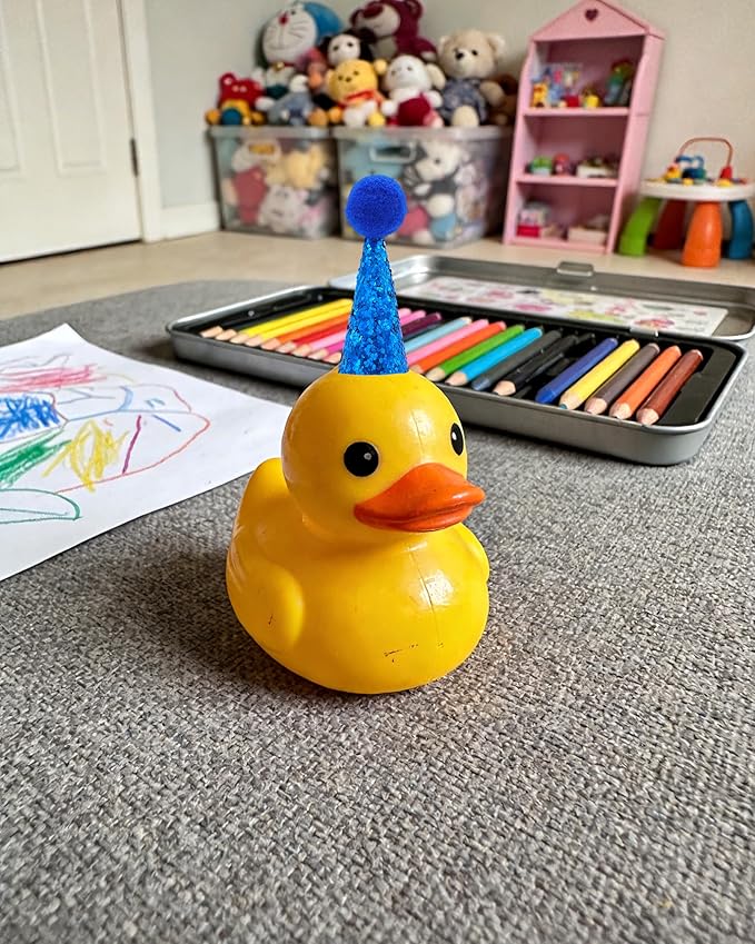 PET SHOW 10 Pack Mini Party Hats for Animal Figures with Plush Pom Adjustable Tiny Hat for Dinosaurs Desk Goose Hamster Hedgehog Guinea Pig Chicken Small Pet Birthday Accessories