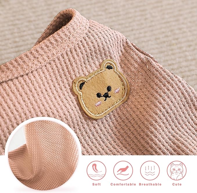 Waffle Knit Cat & Dog T Shirt for Small Dogs, Stretchable Puppy Shirt for Sphynx Cats & Small Breeds, Pet Clothes | Breathable Summer/Winter Apparel for Newborn(Pink Small)
