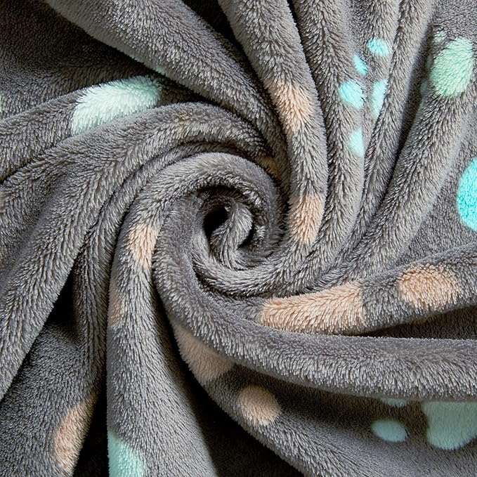 Allisandro 350 GSM Super Soft and Premium Fuzzy Flannel Fleece Pet Dog Blanket, The Cute Print Design Washable Fluffy Blanket for Puppy Cat Kitten Indoor or Outdoor, Grey, 64 x 40 Inches