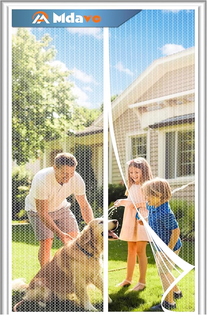 Magnetic Screen Door, Keep Bugs Out, Pet & Kid Friendly，Works with Front Doors, Sliding Doors,Fit Door Size 36 x 78 Inches White
