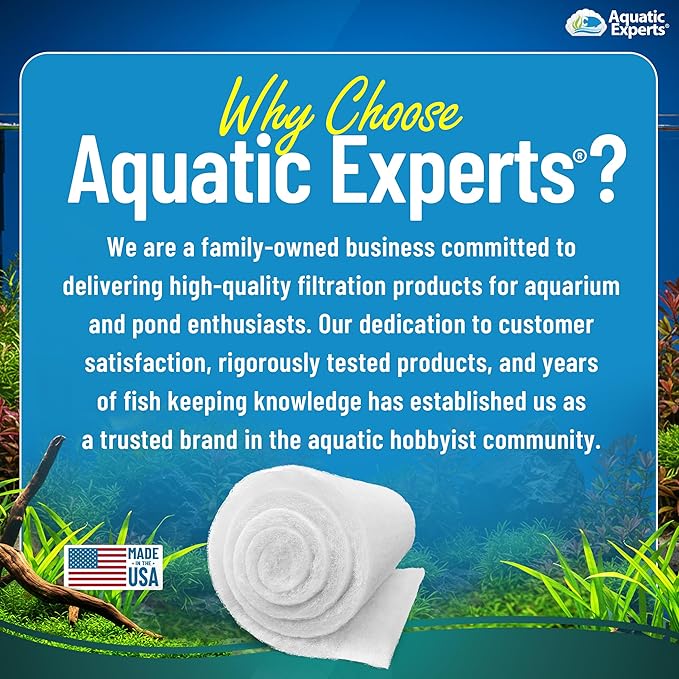 Aquatic Experts Aquarium Filter Floss for Fish Tank Filters - FilterFirst Aquarium Filter Pad - Media Roll for Crystal Clear Water, 3/4" - 1" Thick (18 Inch Wide, 24 Feet Long)