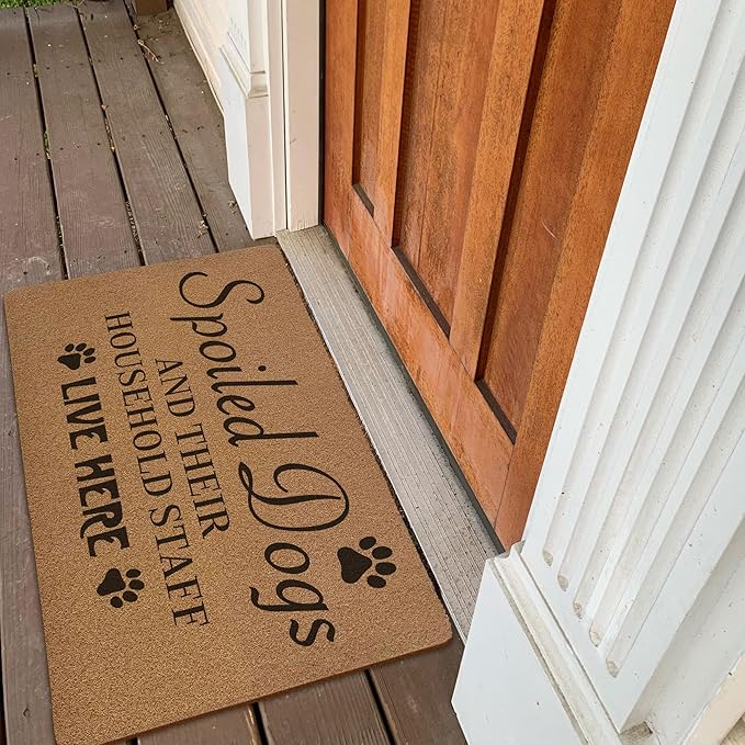 Funny Spoiled Dog Door Mats, Dog Mat for Home Outside Entryway, Funny Welcome Front Door Mat Indoor Outdoor Entrance, Artificial Coir Doormat Rugs for Patio Entry Kitchen Decor, 17x30 Inch