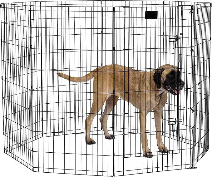MidWest Homes for Pets Dog Exercise Pen & Playpen, 24" W x 48" H, with Door, Black