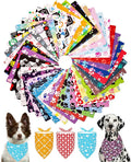 PET SHOW 50 Pack Paw Pattern Big Dog Bandanas Bulk XL Washable Triangle Bibs for Medium Large Dogs Girl Boy Kerchief Set Pet Scarves Grooming Accessories