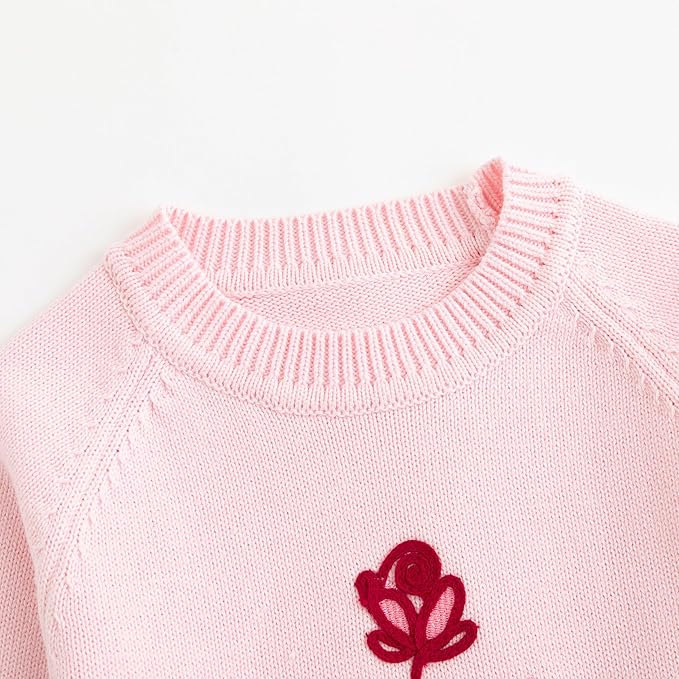 Simplee kids Baby Girl Knit Sweater with Bear in The Pocket Toddler Pullover Sweater Cute Fall Winter Clothes