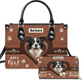 Personalized Pet Mom Leather Handbag – Custom Name Dog Cat Photo Purse, Pet Lover Gifts for Women, Christmas