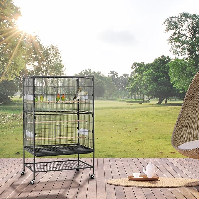 Yaheetech 52-inch Wrought Steel Standing Large Flight King Bird Cage for Cockatiels African Grey Quaker Amazon Sun Parakeets Green Cheek Conures Pigeons Parrot Bird Cage Birdcage with Stand