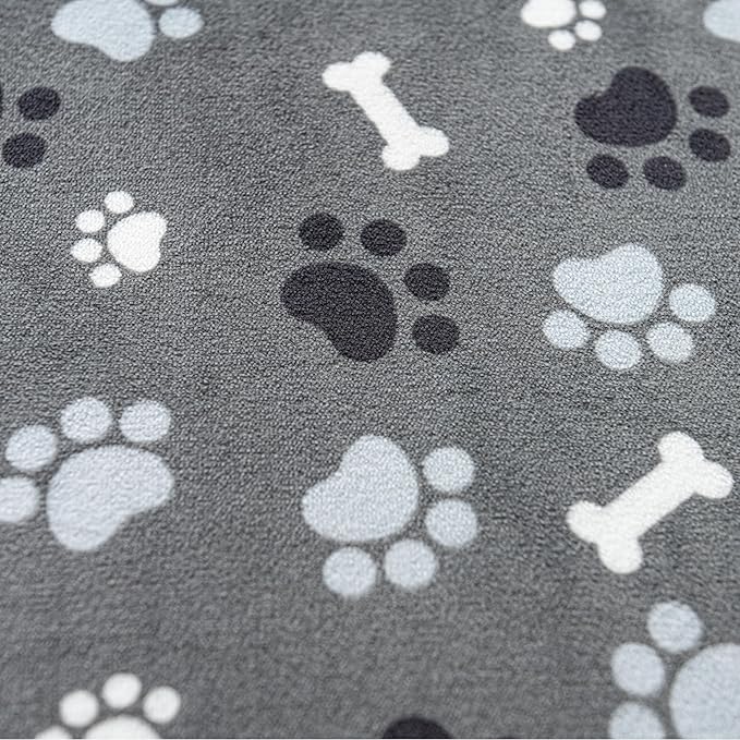 Dog Blanket Paw Bone Pattern 1 Pack 2 Super Soft Warm Flannel Sofa Cover Car Bed Protector, Urine Proof Washable Outdoor Pet Blanket for Puppy Large Dogs & Cats,40"*30" Grey