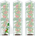 3 Pack Garden Bird Netting Plant Cover for Triangle Tomato Cage, 48"x13" Insect Bird Barrier Tomato Cage Net with Zipper & Drawstring, Tomato Trellis Netting Protection Cover for Protecting Plants