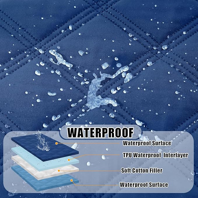 Smiry Waterproof Dog Bed Cover Blanket 82x82, Soft Reversible Pet Blanket, Washable Leakproof Cats Dogs Couch Cover for Sofa, Couch, Furniture, Navy/Blue
