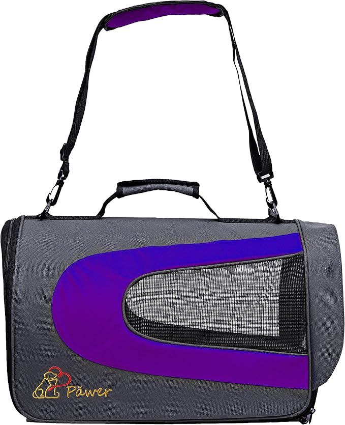 Pawer 18” x 11”x 11” Soft-Sided Foldable Airline Approved Pet Carrier for Cat, Puppy and Small Dog, Washable 600D Oxford Fabric, with Handle and Strap for Carry, Multiple Colors Available