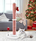 Christmas Cat Scratching Post,Christmas Cat Scratcher for Indoor Cats,Xmas Cat Tree Tower Activity Cat Play Center with Santa Danging Sock Toys and Gift Box