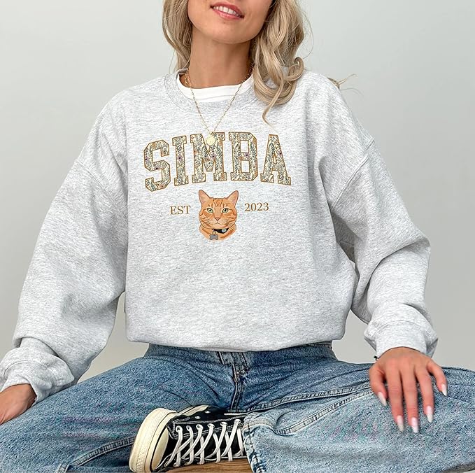 Custom Pet Sweatshirts with Photo and Name, Personalized Dog Sweatshirt, Gifts for Dog Mom, Dad