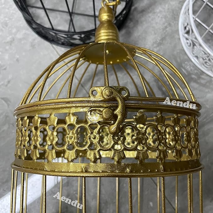 Iron Bird Cage for Wedding Decor and Flower Cage Decor Perfect Props for Hanging Flower Frames Indoor and Outdoor Decoration at Wedding Parties (Gold)